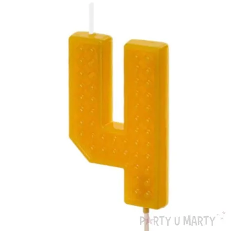 swieczka na tort cyfra 4 zolty partydeco 6 cm