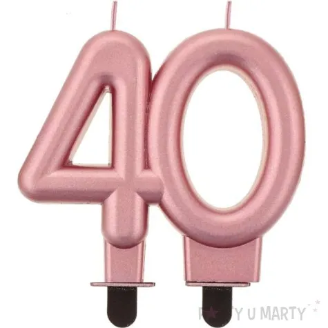 swieczka na tort cyfra 40 beauty and charm rozowo zlota godan 8 cm
