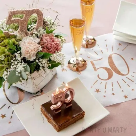 swieczka na tort cyfra 40 rozowe zloto santex 9 cm