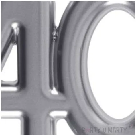 swieczka na tort cyfra 40 srebrna santex 9 cm