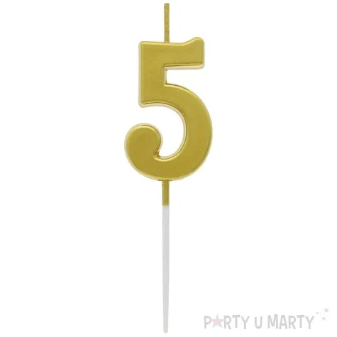 swieczka na tort cyfra 5 beauty charm piker zloty godan 9 5 cm