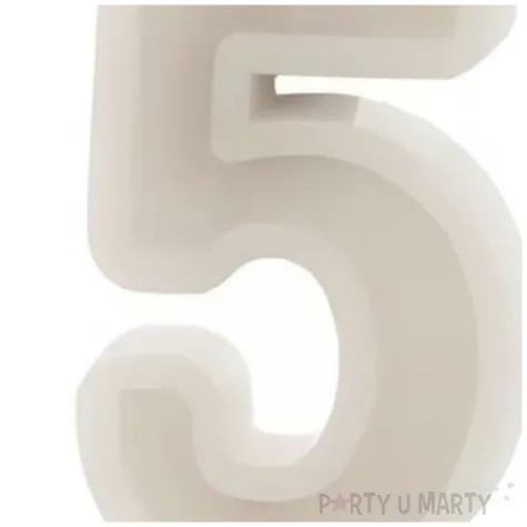 swieczka na tort cyfra 5 bezowy partydeco 10 cm