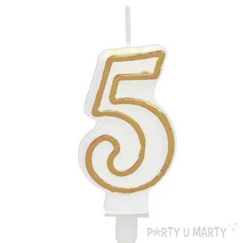 swieczka na tort cyfra 5 chique gold folat 9 cm