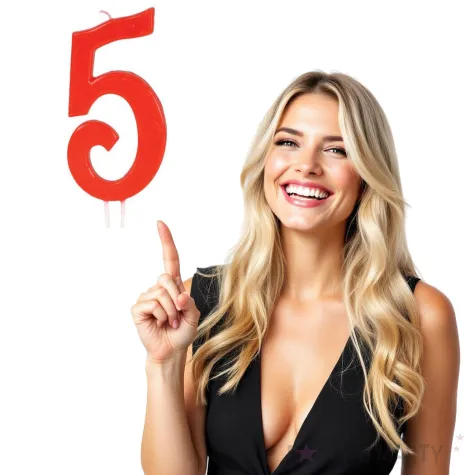 swieczka na tort cyfra 5 czerwona guirca 12 cm