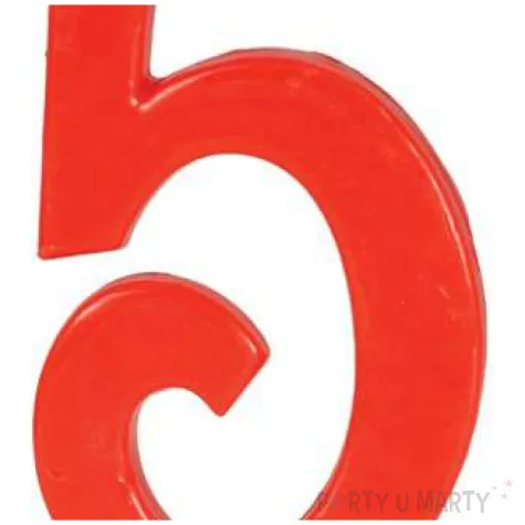 swieczka na tort cyfra 5 czerwona guirca 12 cm