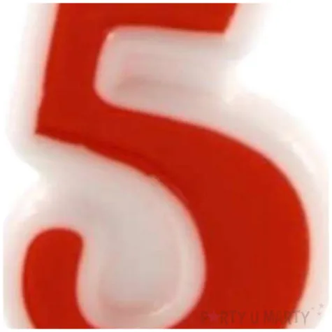 swieczka na tort cyfra 5 czerwona tamipol 7 5 cm
