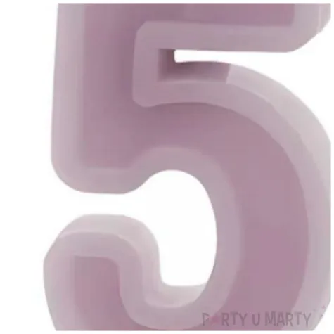 swieczka na tort cyfra 5 fioletowy partydeco 10 cm