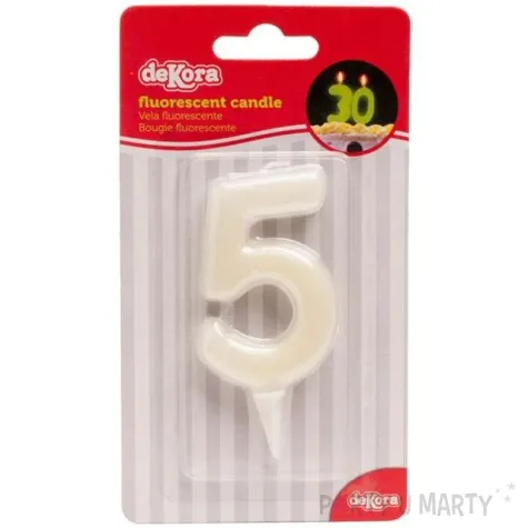 swieczka na tort cyfra 5 fluo dekora 6 cm
