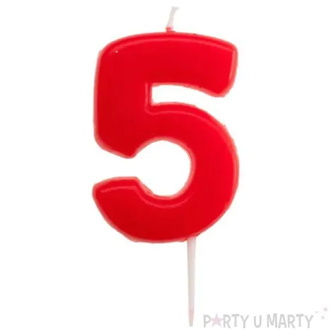 swieczka na tort cyfra 5 glober czerwona dekora 5 5 cm