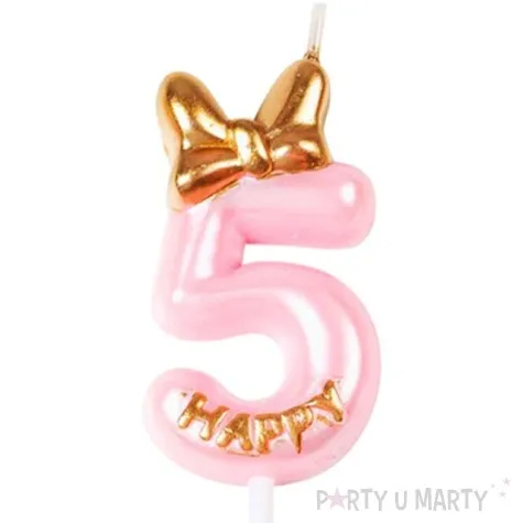 swieczka na tort cyfra 5 happy rozowa jasna jix 9 3 cm