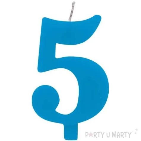 swieczka na tort cyfra 5 iskrzaca niebieska givi 9 5 cm