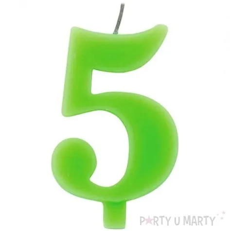 swieczka na tort cyfra 5 iskrzaca zielona givi 9 5 cm