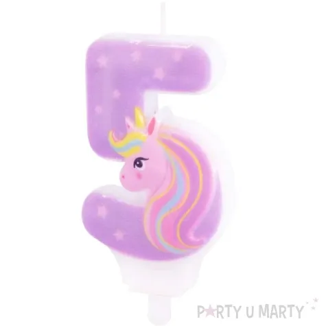 swieczka na tort cyfra 5 jednorozec teczowy partypal 8 2 cm