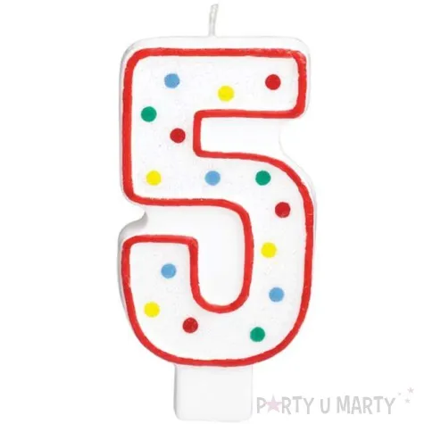 swieczka na tort cyfra 5 kropki amscan 9 5 cm