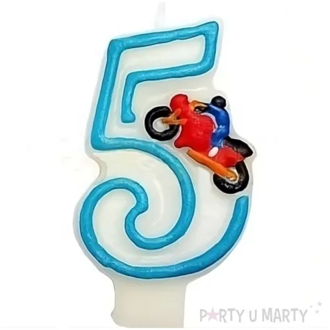 swieczka na tort cyfra 5 motor blekitny godan 7 5 cm