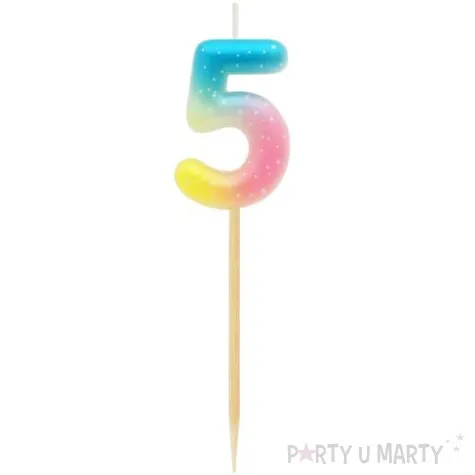 swieczka na tort cyfra 5 piker teczowa godan 4 5 cm