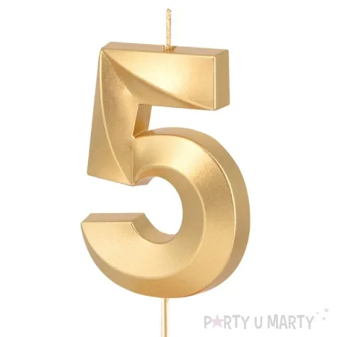 swieczka na tort cyfra 5 pryzmatyczna zloty partypal 6 5 cm