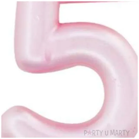 swieczka na tort cyfra 5 rozowy perlowy givi 9 cm