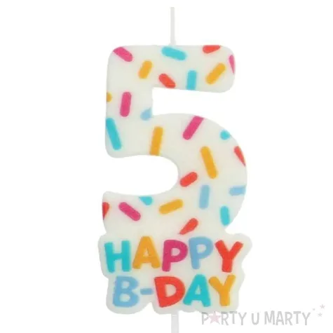 swieczka na tort cyfra 5 sprinkles folat 11 cm