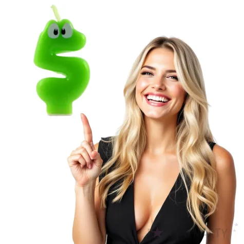 swieczka na tort cyfra 5 z oczami zielona tamipol 7 5 cm