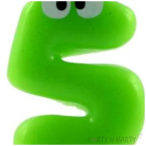 swieczka na tort cyfra 5 z oczami zielona tamipol 7 5 cm