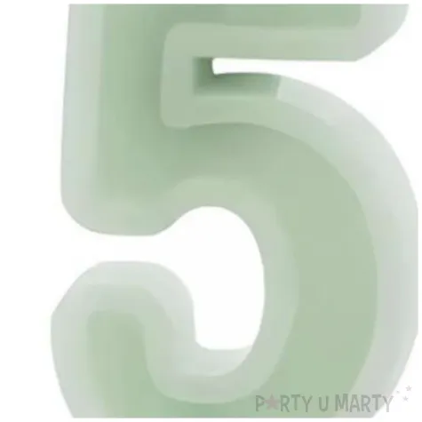 swieczka na tort cyfra 5 zielony partydeco 10 cm