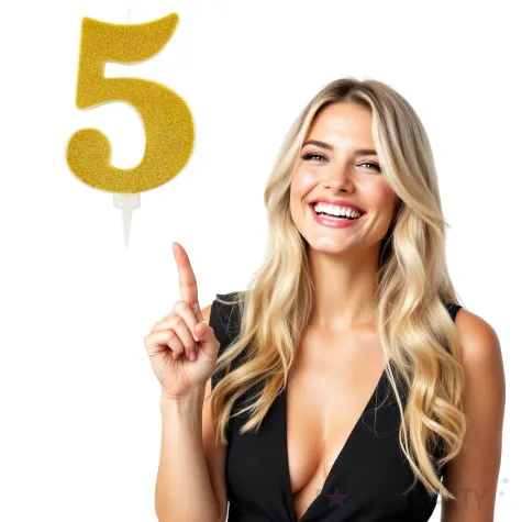 swieczka na tort cyfra 5 zlota brokatowa givi 15 5 cm