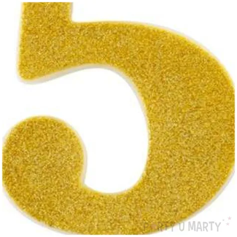 swieczka na tort cyfra 5 zlota brokatowa givi 15 5 cm