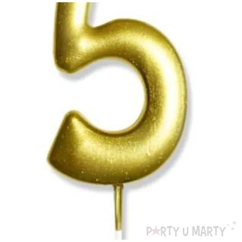 swieczka na tort cyfra 5 zlota dekoracjepolska 6 5 cm