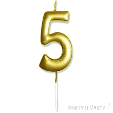 swieczka na tort cyfra 5 zlota dekoracjepolska 6 5 cm