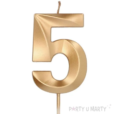 swieczka na tort cyfra 5 zlota folat 14 5 cm