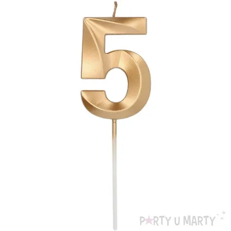 swieczka na tort cyfra 5 zlota folat 14 5 cm