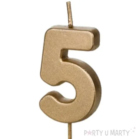 swieczka na tort cyfra 5 zloty partydeco 4 5 cm