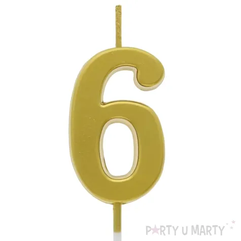 swieczka na tort cyfra 6 beauty charm piker zloty godan 9 5 cm