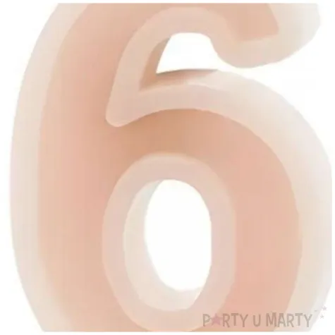 swieczka na tort cyfra 6 brudny roz partydeco 10 cm