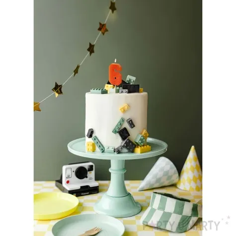 swieczka na tort cyfra 6 czerwony partydeco 6 cm