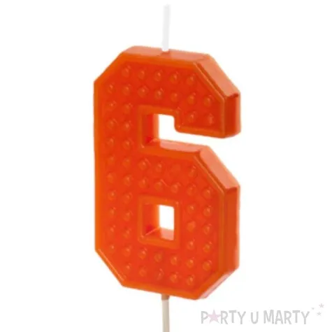 swieczka na tort cyfra 6 czerwony partydeco 6 cm