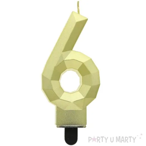 swieczka na tort cyfra 6 diament zlota godan 7 6 cm