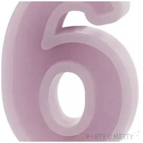 swieczka na tort cyfra 6 fioletowy partydeco 10 cm