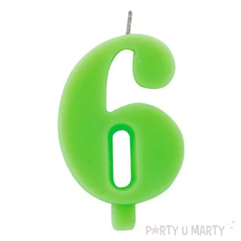 swieczka na tort cyfra 6 iskrzaca zielona givi 9 5 cm