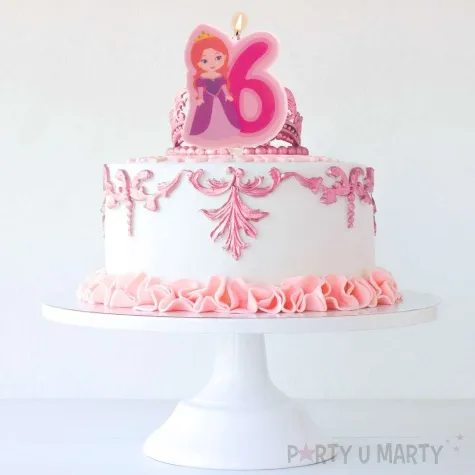 swieczka na tort cyfra 6 ksiezniczka rozowa dekora