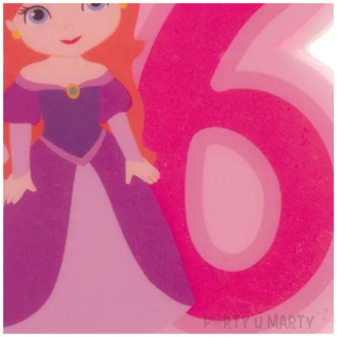 swieczka na tort cyfra 6 ksiezniczka rozowa dekora