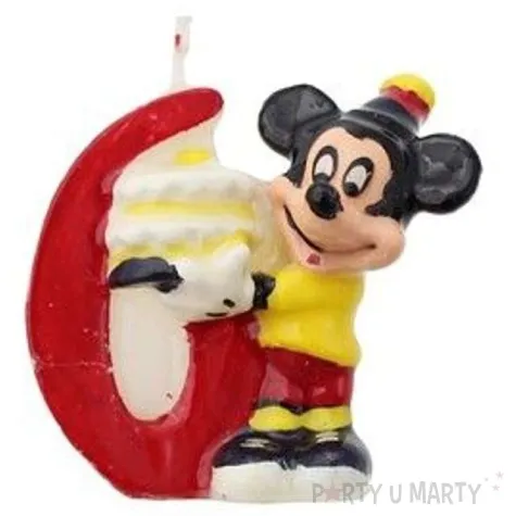 swieczka na tort cyfra 6 myszka mickey procos