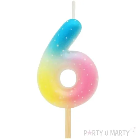 swieczka na tort cyfra 6 piker teczowa godan 4 5 cm