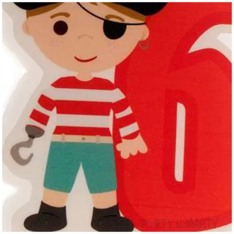 swieczka na tort cyfra 6 pirat czerwona dekora