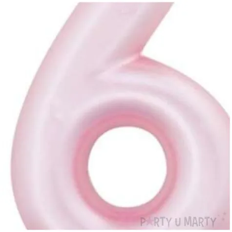 swieczka na tort cyfra 6 rozowy perlowy givi 9 cm