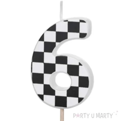 swieczka na tort cyfra 6 szachownica partydeco 5 5 cm