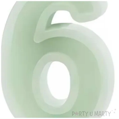 swieczka na tort cyfra 6 zielony partydeco 10 cm