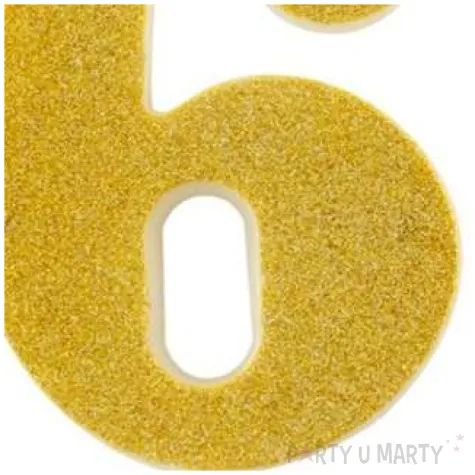 swieczka na tort cyfra 6 zlota brokatowa givi 15 5 cm