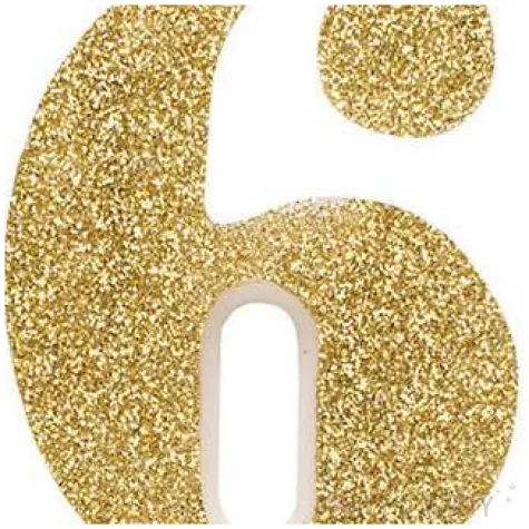 swieczka na tort cyfra 6 zlota brokatowa givi 9 5 cm